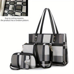 4pcs PVC Tote Crossbody Clutch Purse Set Large Capacity Shoulder Bag