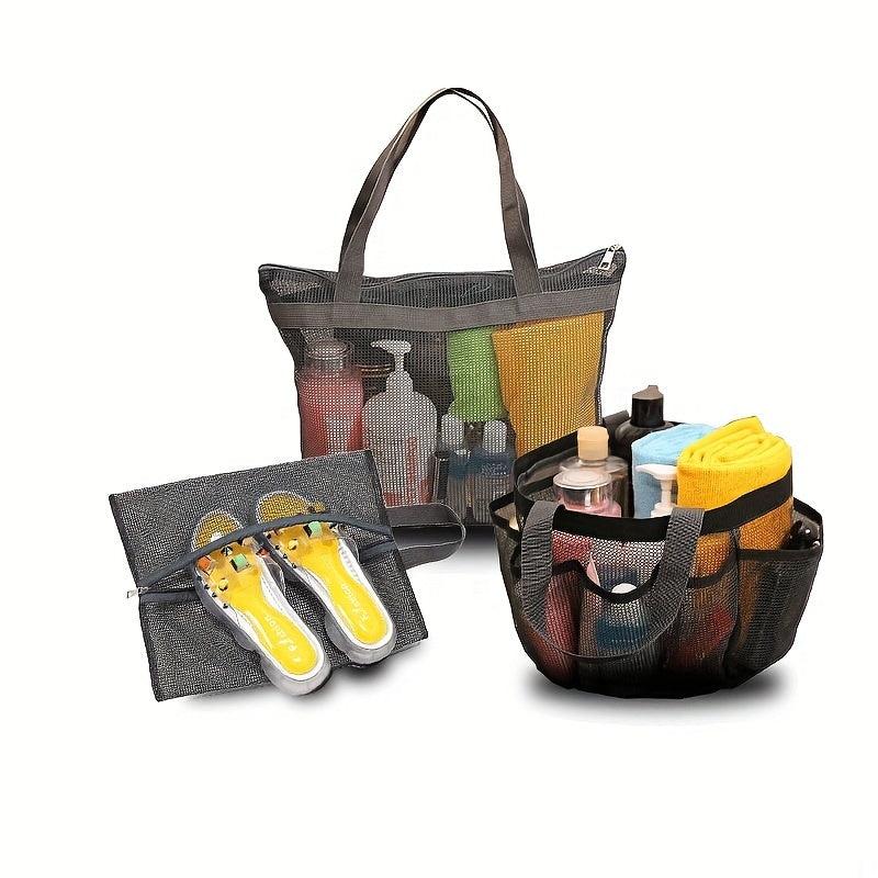 Transparent Portable Mesh Beach Bag for Swimming Traveling Bath Storage Bag