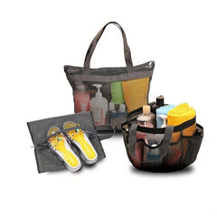 Transparent Portable Mesh Beach Bag for Swimming Traveling Bath Storage Bag