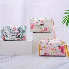 City Name PU Leather Cosmetic Bag Travel Storage Bag Portable Toiletry Bag