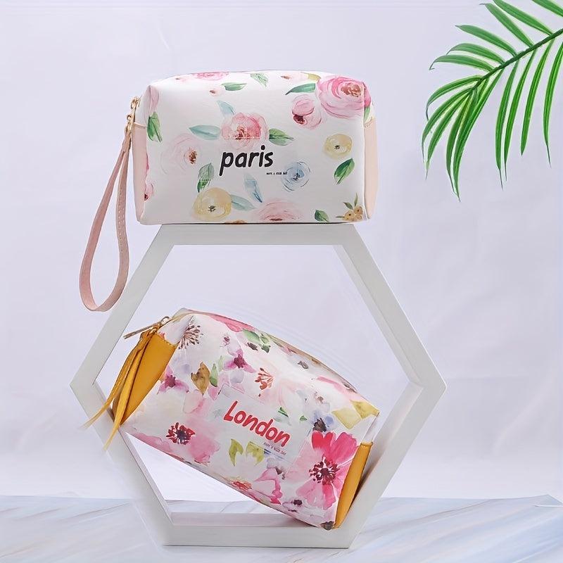 City Name PU Leather Cosmetic Bag Travel Storage Bag Portable Toiletry Bag