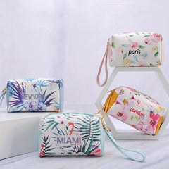 City Name PU Leather Cosmetic Bag Travel Storage Bag Portable Toiletry Bag