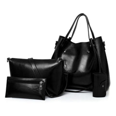 4pcs Retro Tote Bag Set PU Leather Handbag Crossbody Clutch Purse Card Holder