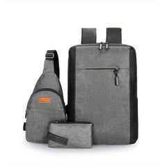 3pcs Large Capacity Backpack Sling Bag Clutch Purse Set