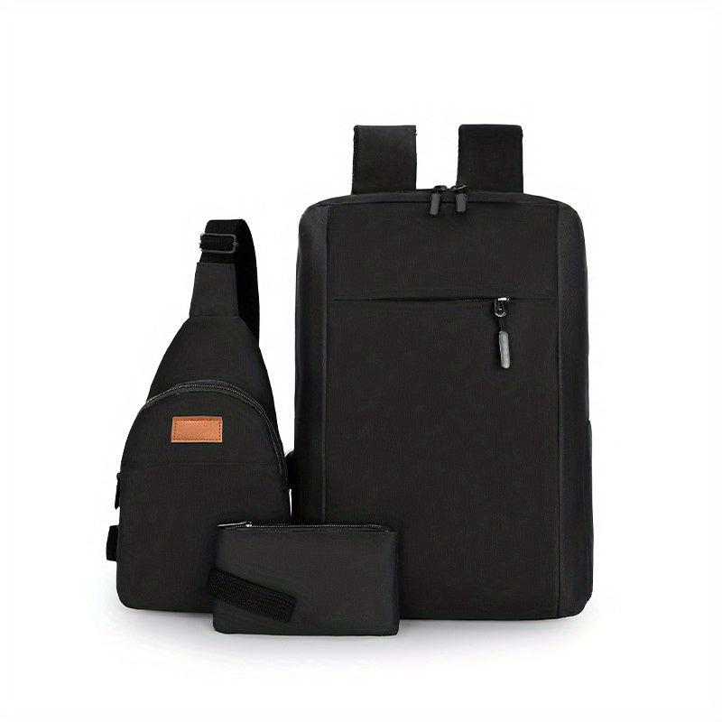 3pcs Large Capacity Backpack Sling Bag Clutch Purse Set