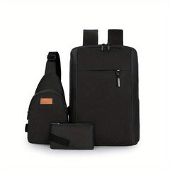 3pcs Large Capacity Backpack Sling Bag Clutch Purse Set