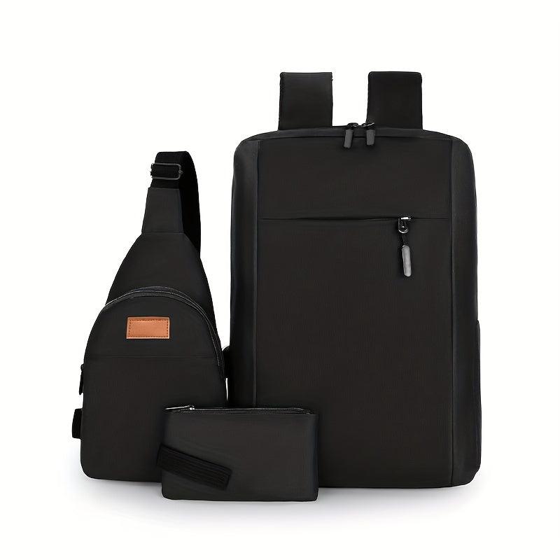 3pcs Large Capacity Backpack Sling Bag Clutch Purse Set