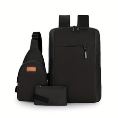 3pcs Large Capacity Backpack Sling Bag Clutch Purse Set