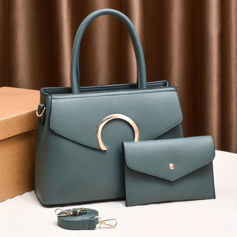 2Pcs Women's Handbags Set Satchel Bag Crossbody with Coin Purse