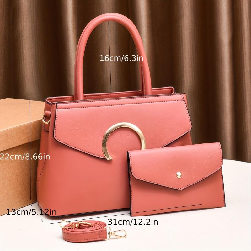2Pcs Women's Handbags Set Satchel Bag Crossbody with Coin Purse