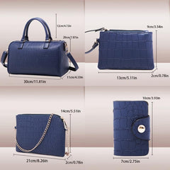 5pcs Crocodile Pattern Tote Bag Set Women's Vegan Leather Handbag
