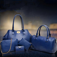 5pcs Crocodile Pattern Tote Bag Set Women's Vegan Leather Handbag