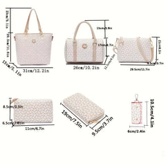 6pcs PVC Geometric Tote Crossbody Boston Clutch Set