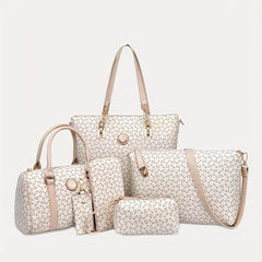 6pcs PVC Geometric Tote Crossbody Boston Clutch Set