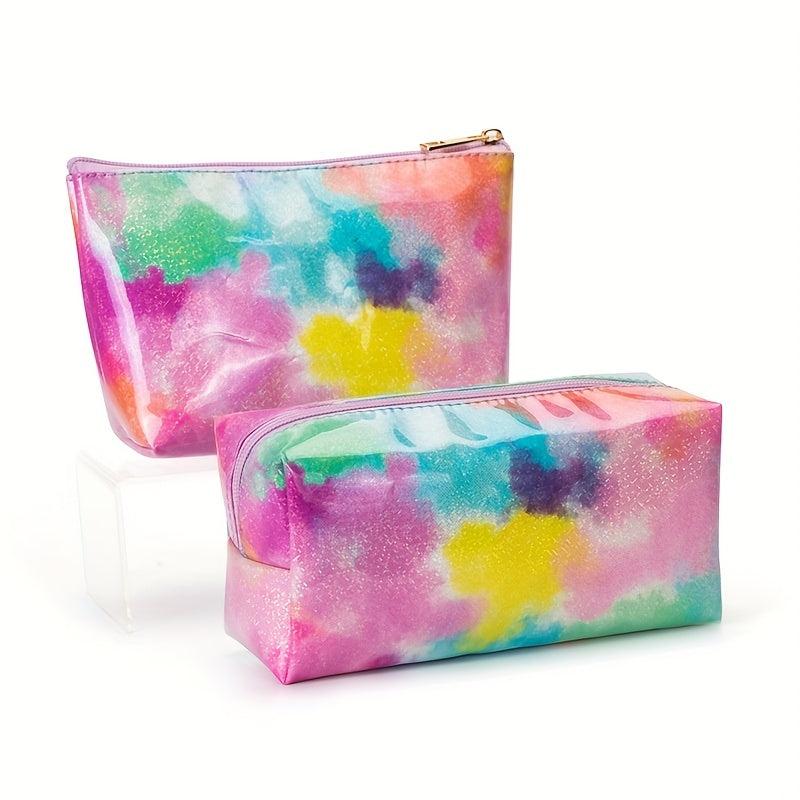 Large Capacity Rainbow Zipper Cosmetics Bag Travel Storage Bag