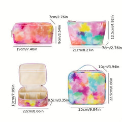 Large Capacity Rainbow Zipper Cosmetics Bag Travel Storage Bag