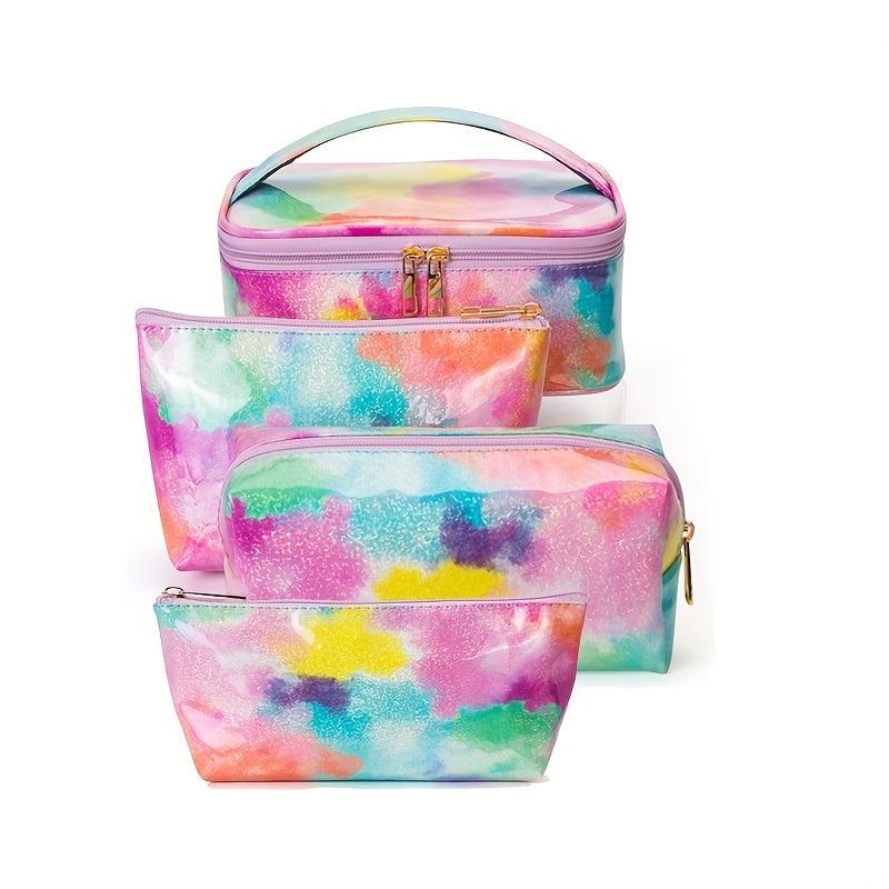 Large Capacity Rainbow Zipper Cosmetics Bag Travel Storage Bag
