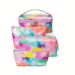 Large Capacity Rainbow Zipper Cosmetics Bag Travel Storage Bag