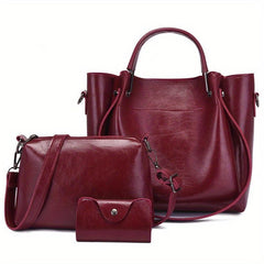 3 Pcs Classic Bag Set Tote Shoulder Credit Card Case
