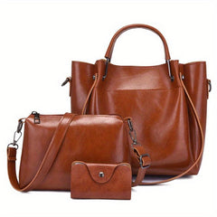 3 Pcs Classic Bag Set Tote Shoulder Credit Card Case