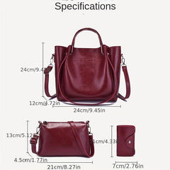 3 Pcs Classic Bag Set Tote Shoulder Credit Card Case
