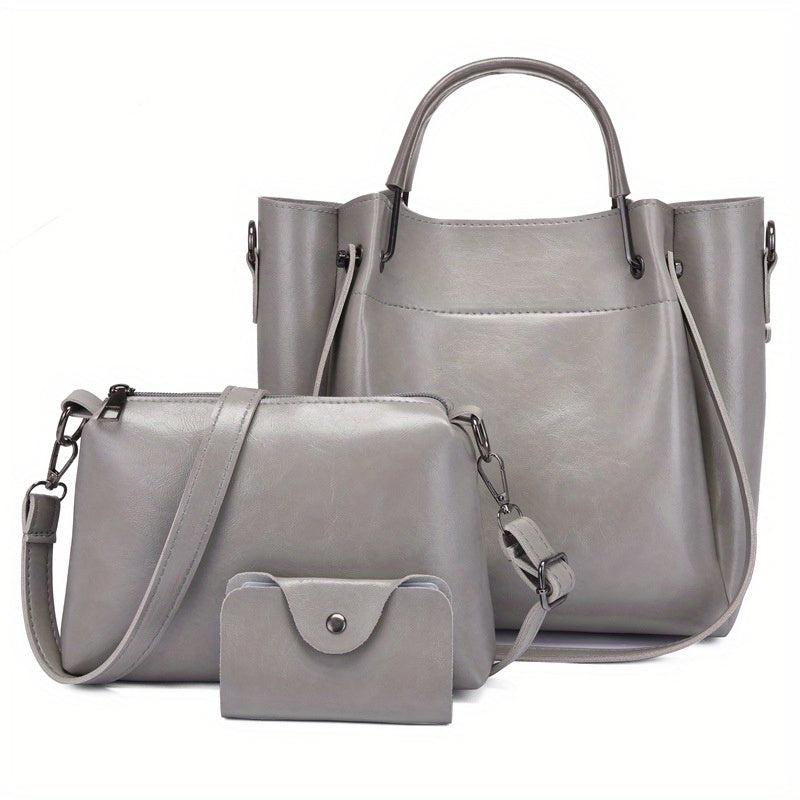 3 Pcs Classic Bag Set Tote Shoulder Credit Card Case