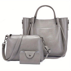 3 Pcs Classic Bag Set Tote Shoulder Credit Card Case