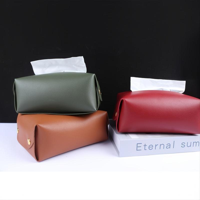 Tissue Box Holder with Napkins Storage Pouch