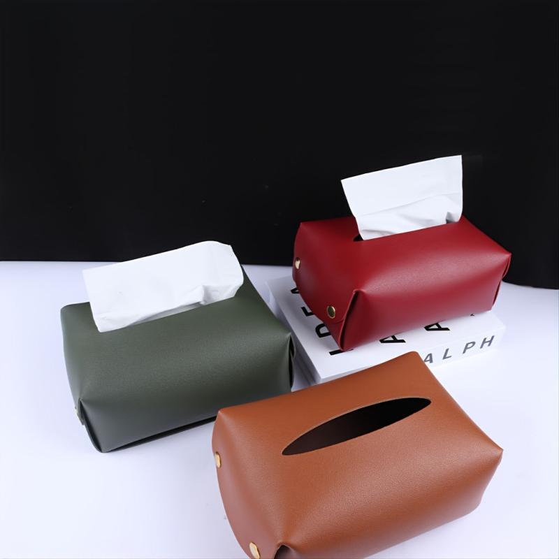 Tissue Box Holder with Napkins Storage Pouch