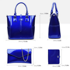 3PCS Top Handle Tote Bag PU Leather Shoulder Bag Women's Handbag & Satchel