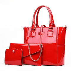 3PCS Top Handle Tote Bag PU Leather Shoulder Bag Women's Handbag & Satchel