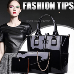 3PCS Top Handle Tote Bag PU Leather Shoulder Bag Women's Handbag & Satchel