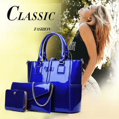 3PCS Top Handle Tote Bag PU Leather Shoulder Bag Women's Handbag & Satchel