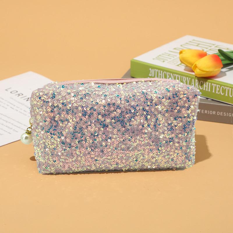 Portable Sequins Cosmetic Bag Large Capacity Toiletry Bag for Travel