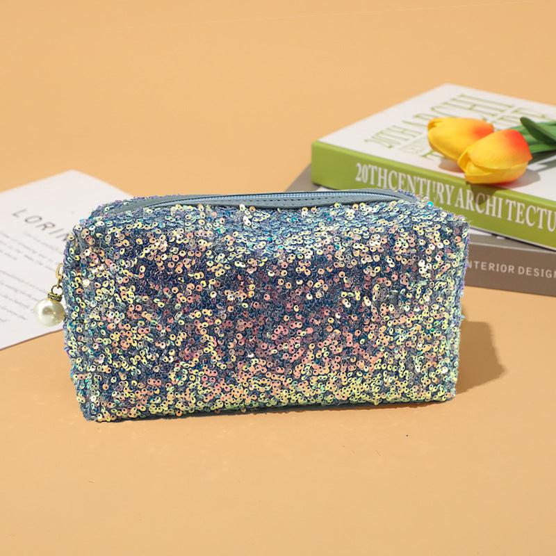 Portable Sequins Cosmetic Bag Large Capacity Toiletry Bag for Travel