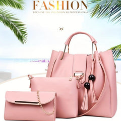 3pc Stylish Bag Set Tassel Shoulder Crossbody Flap Handbag Mother's Gift