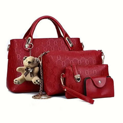 Embossed Tote Bag Set Women's Handbag With Crossbody Bag
