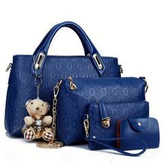 Embossed Tote Bag Set Women's Handbag With Crossbody Bag