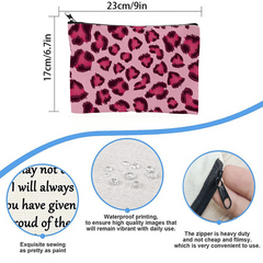 Pink Leopard Print Cosmetic Bag Waterproof Toiletry Bag