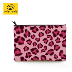 Pink Leopard Print Cosmetic Bag Waterproof Toiletry Bag