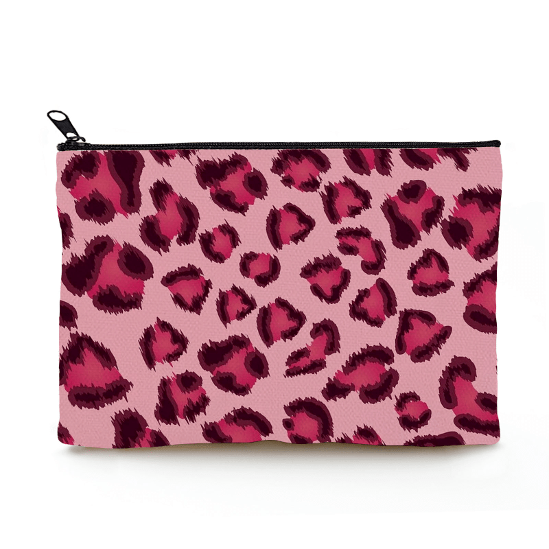 Pink Leopard Print Cosmetic Bag Waterproof Toiletry Bag