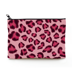 Pink Leopard Print Cosmetic Bag Waterproof Toiletry Bag