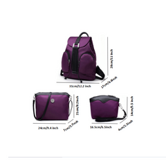 Casual 3 Pcs Colorblock Bag Sets Backpack & Shoulder Bag & Clutch Pouch