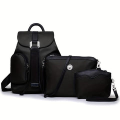 Casual 3 Pcs Colorblock Bag Sets Backpack & Shoulder Bag & Clutch Pouch