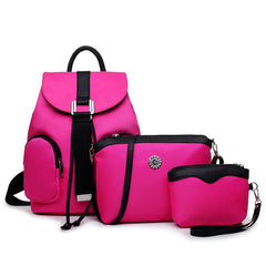 Casual 3 Pcs Colorblock Bag Sets Backpack & Shoulder Bag & Clutch Pouch
