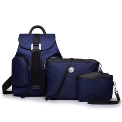 Casual 3 Pcs Colorblock Bag Sets Backpack & Shoulder Bag & Clutch Pouch