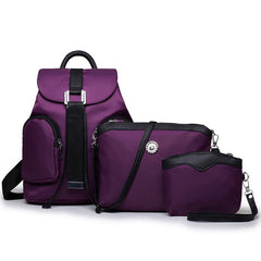Casual 3 Pcs Colorblock Bag Sets Backpack & Shoulder Bag & Clutch Pouch