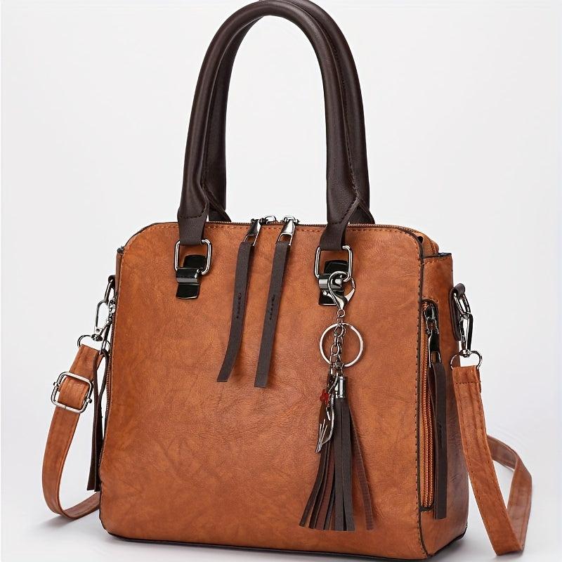 4Pcs Vintage Shoulder Bag Set Women's Handbag & Crossbody Bag & Clutch Purse