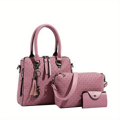 Geometric Tote Bag Set with Crossbody Bag & Card Holder