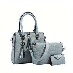Geometric Tote Bag Set with Crossbody Bag & Card Holder